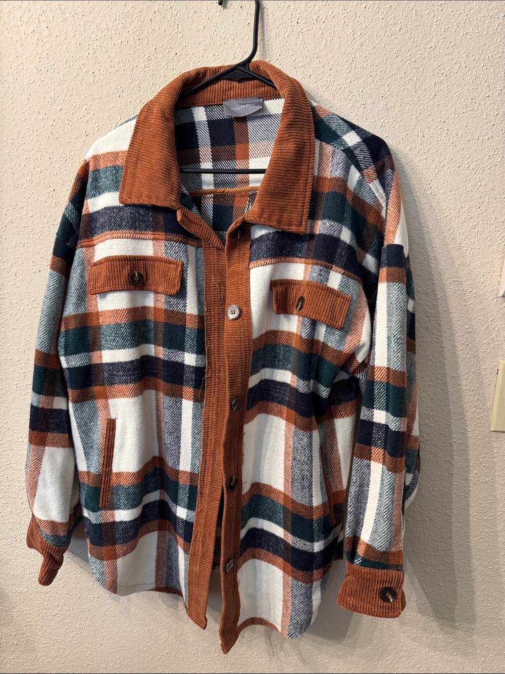 Rust & Green Plaid Button-Up Shacket